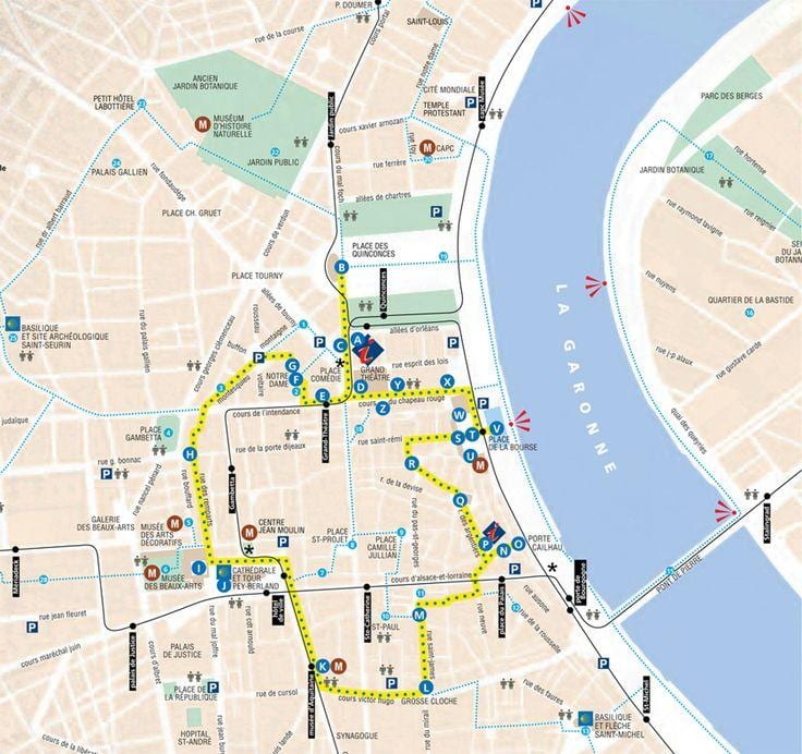 χάρτης της Μπορντό walking tour