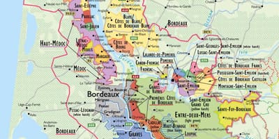 Χάρτης της Μπορντό διαδρομή του κρασιού 