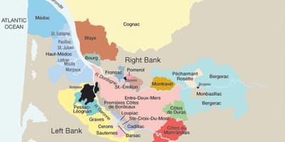 Αριστερή όχθη του Bordeaux εμφάνιση χάρτη